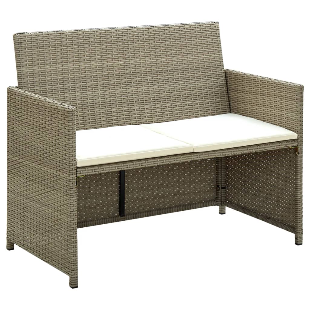 2-Sitzer-Gartensofa mit Polstern Braun Poly Rattan