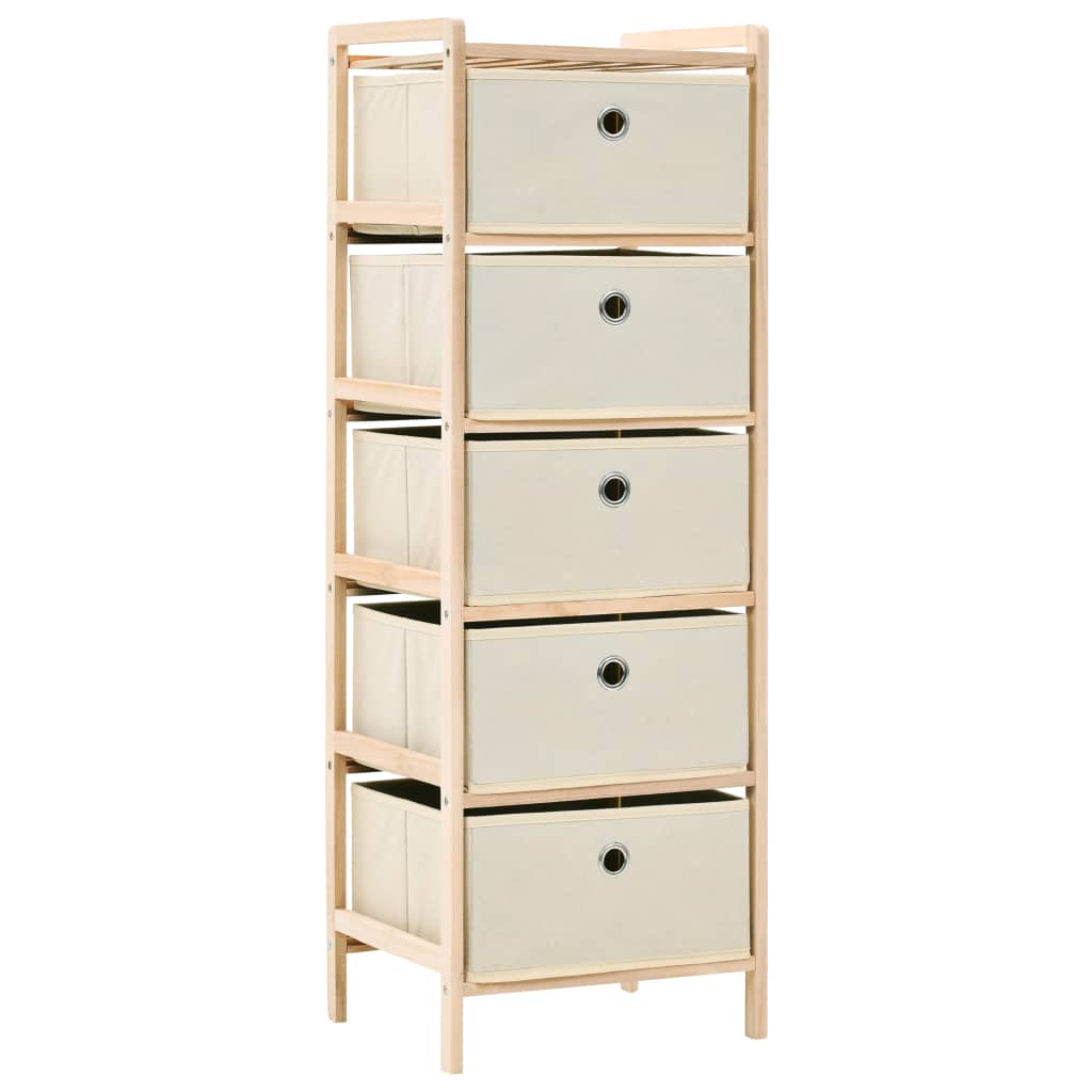 Korb-Kommode mit 3 Stoffkörben Zedernholz Beige