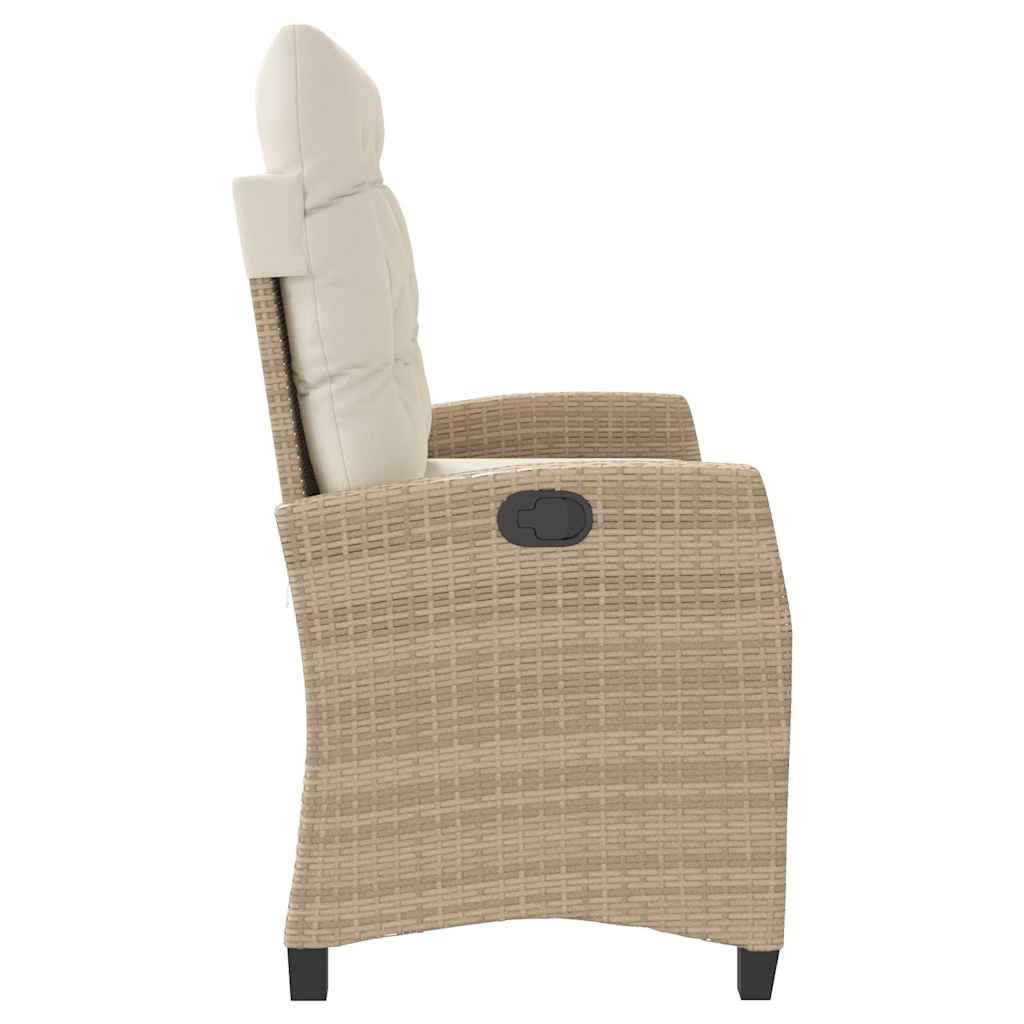 Gartenbank Verstellbar mit Kissen Schwarz Poly Rattan