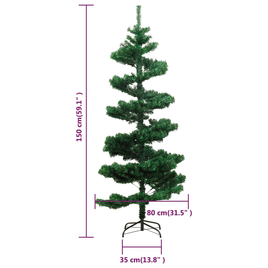 Spiral-Weihnachtsbaum mit Beleuchtung und Ständer Weiß 180 cm