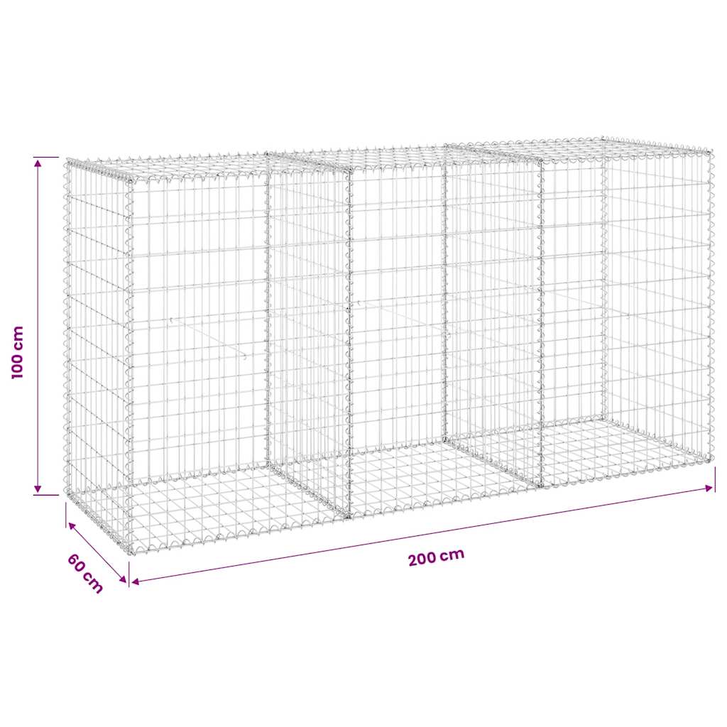 Gabionenwand mit Abdeckung Verzinkter Stahl 60x30x100 cm