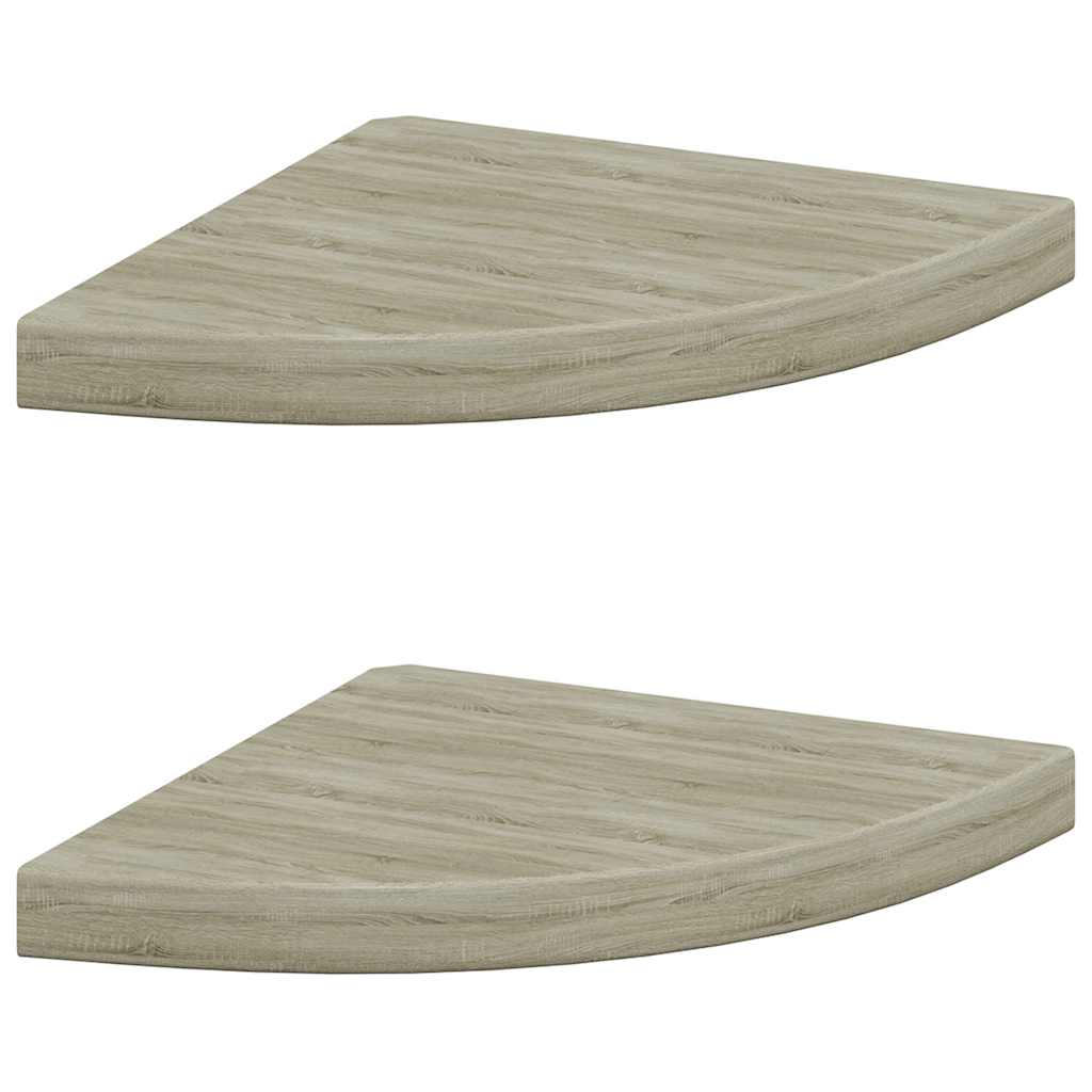 Schwebende Eckregale 2 Stk. Hochglanz-Weiß 25x25x3,8 cm MDF