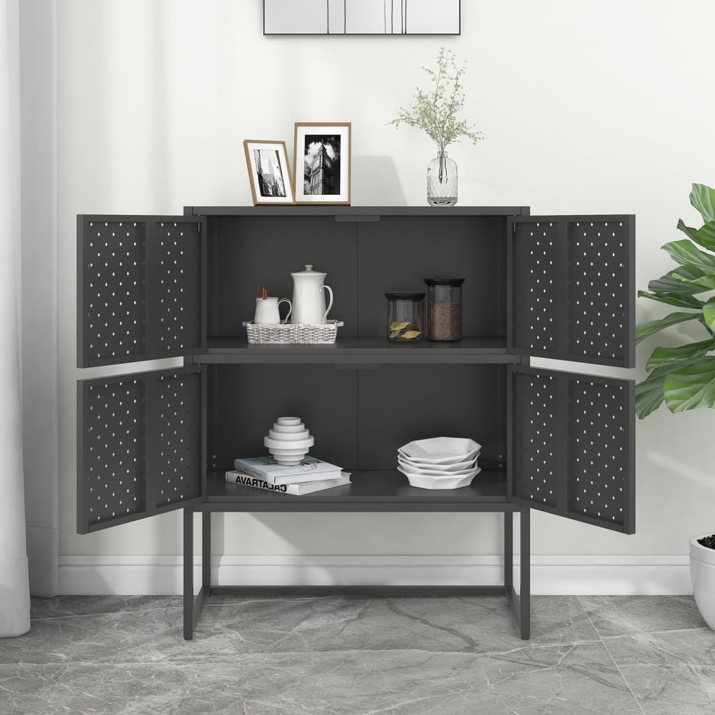 Highboard Schwarz 80x35x135 cm Stahl