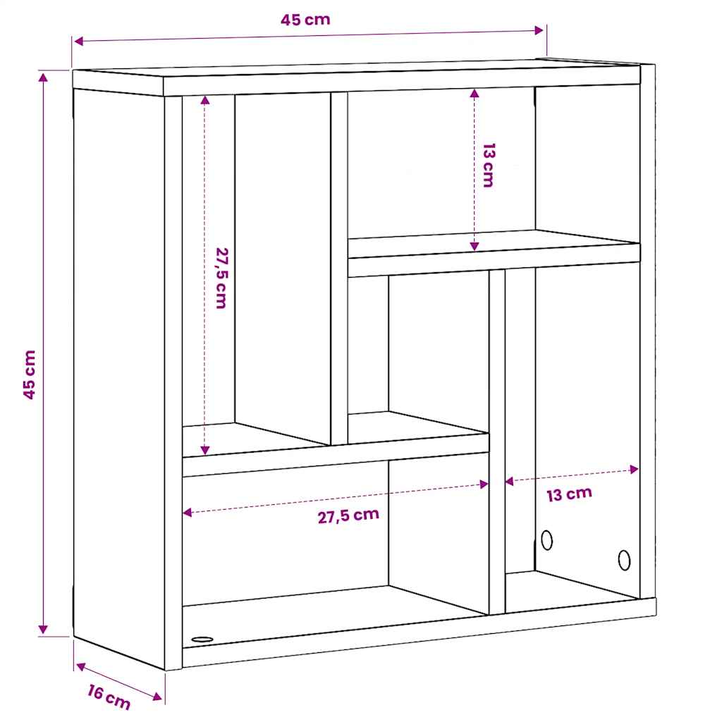 Wandregal Weiß 45,1x16x45,1 cm Holzwerkstoff
