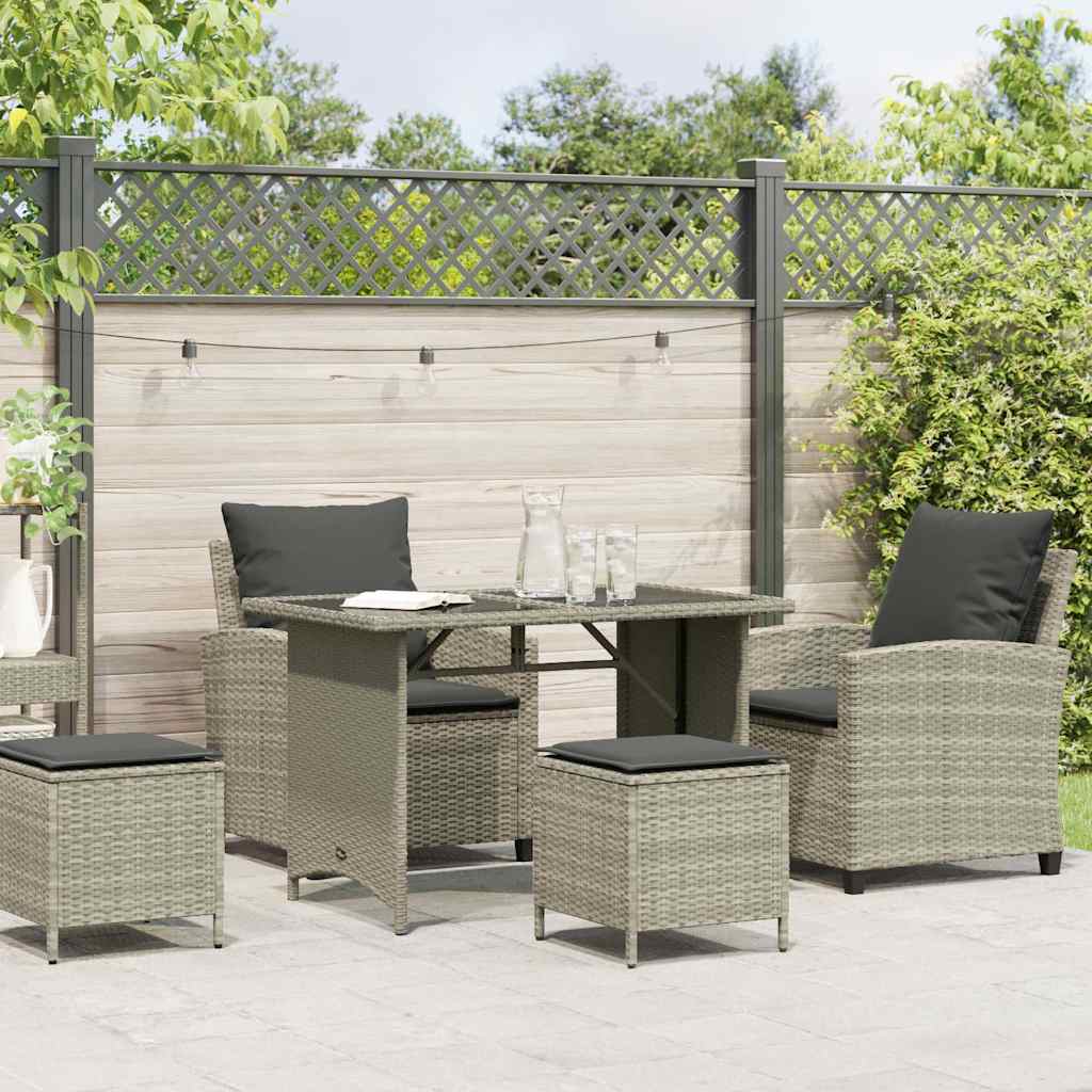 4-tlg. Garten-Sofagarnitur mit Kissen Schwarz Poly Rattan