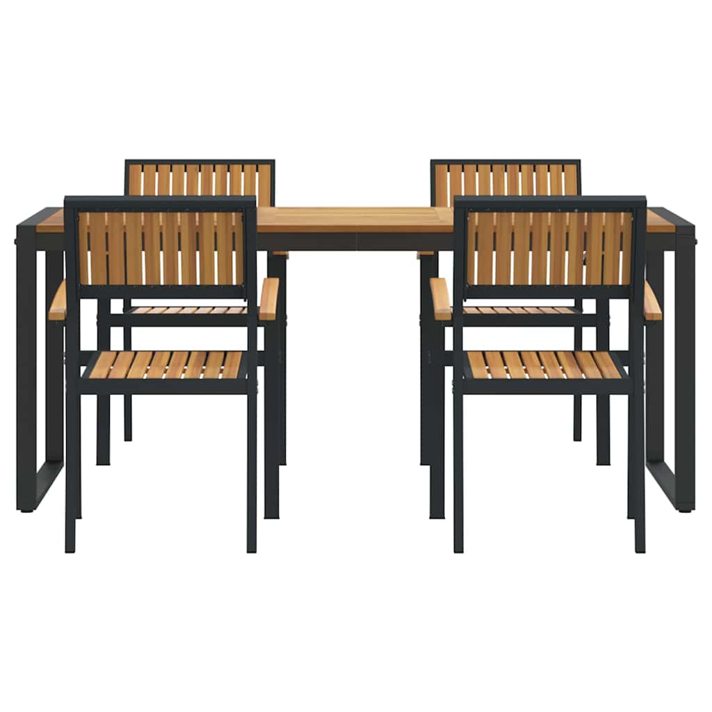 Garten Essgruppe 5 pcs Grau Massivholz Akazie