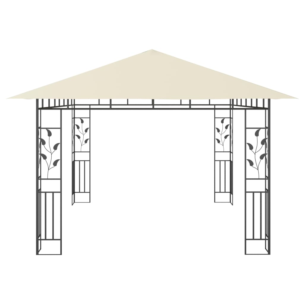 Pavillon mit Moskitonetz & LED-Lichterkette 3x3x2,73m Cremeweiß