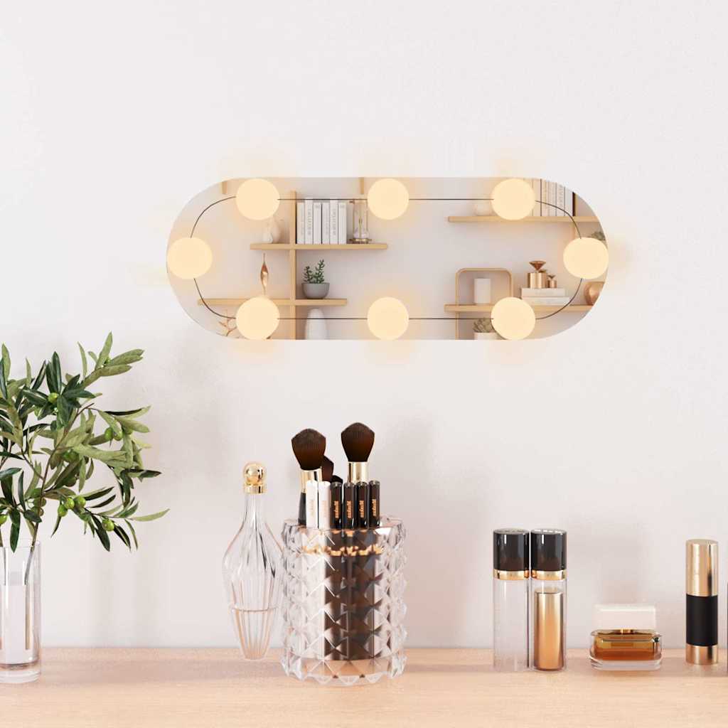 Spiegel mit LED-Leuchten 60x30 cm Glas Oval