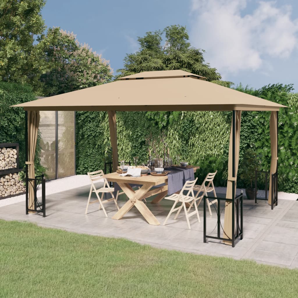 Pavillon mit Seitenwänden & Doppeldach 3x3 m Anthrazit