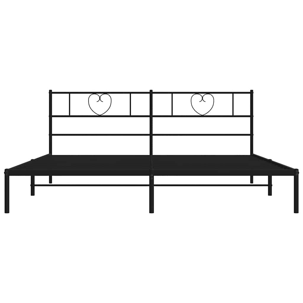 Bettgestell mit Kopfteil Metall Schwarz 100x190 cm
