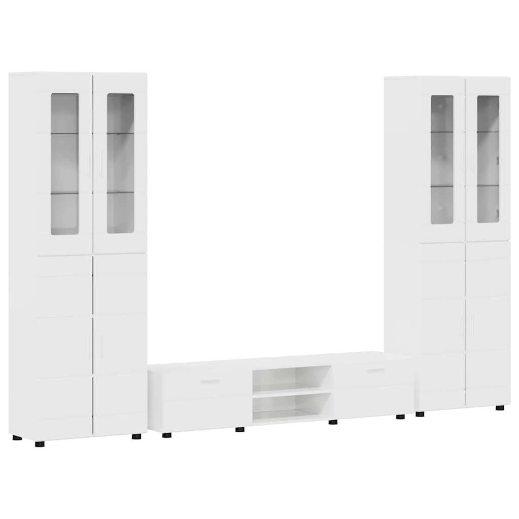 Highboard mit Regal FLORIN Weiß 60 x 35 x 182 cm Holzwerkstoff