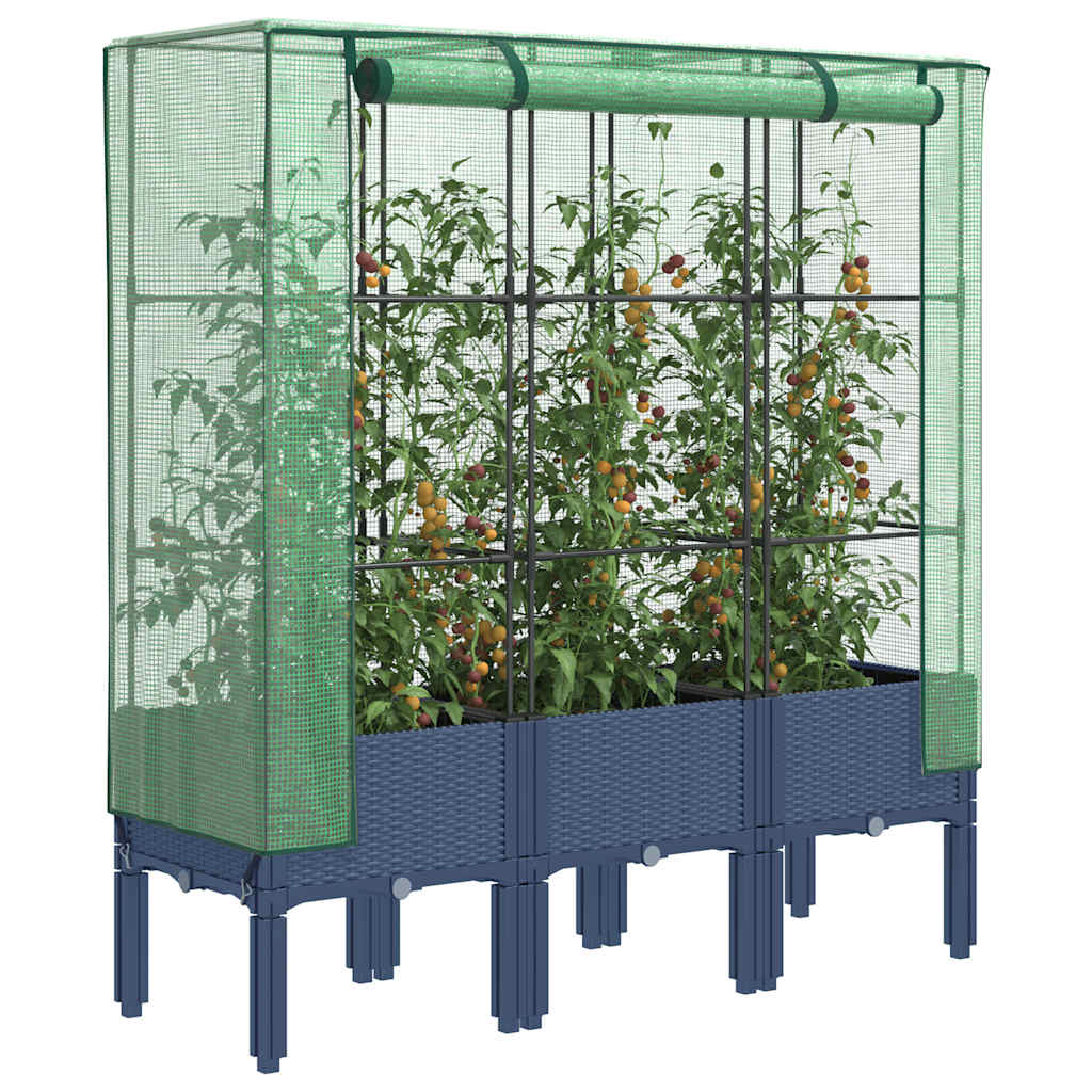 Hochbeet mit Gewächshaus-Aufsatz Rattan-Optik 40x40x140 cm