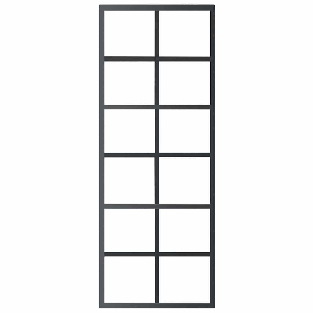 Schiebetür 3-teilig ESG-Glas und Aluminium 76x205 cm Schwarz