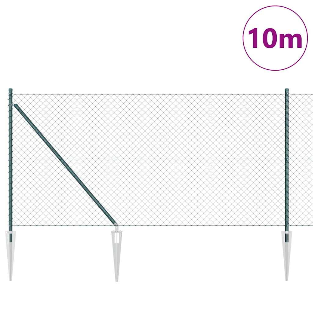 Outdoor Kettenglied-Zaun Erdfixierung 10 x 0,4 m Grün Netz