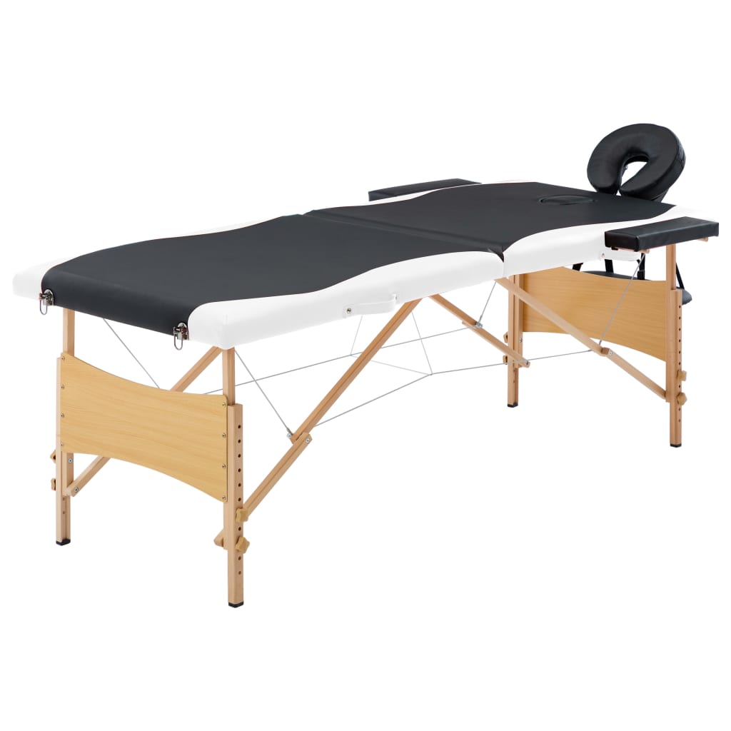 Massageliege Klappbar 2-Zonen mit Holzgestell Lila