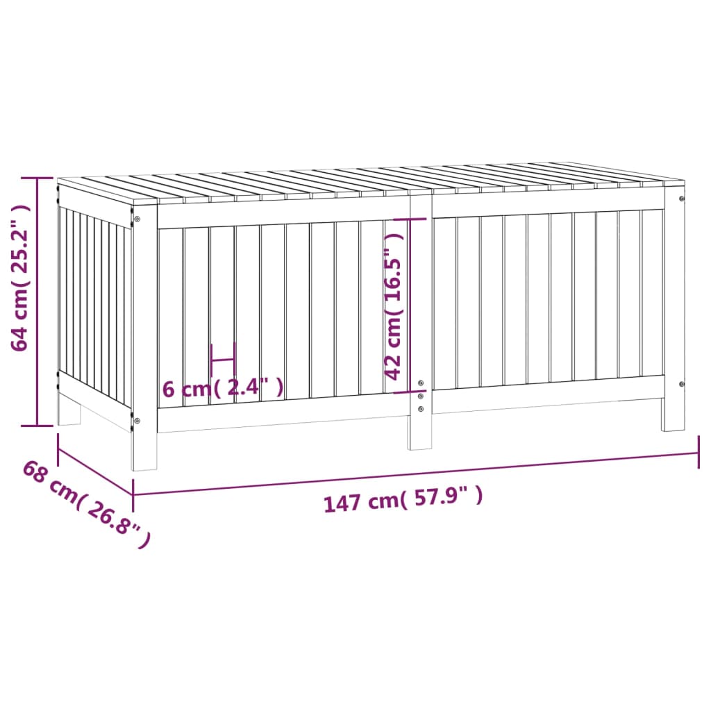 Gartentruhe Grau 76x42,5x54 cm Massivholz Kiefer