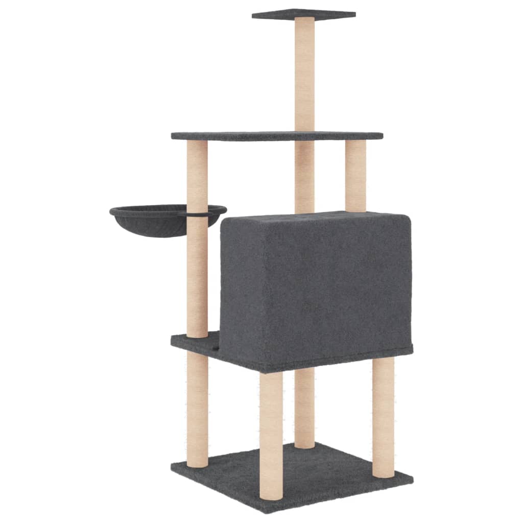 Kratzbaum mit Sisal-Kratzsäulen Creme 132 cm