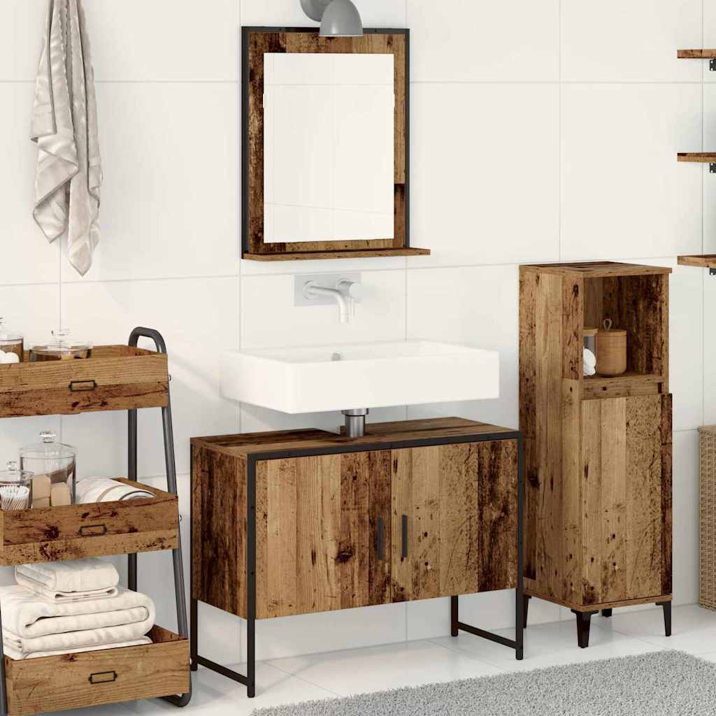 2-tlg. Badmöbel-Set Räuchereiche Holzwerkstoff