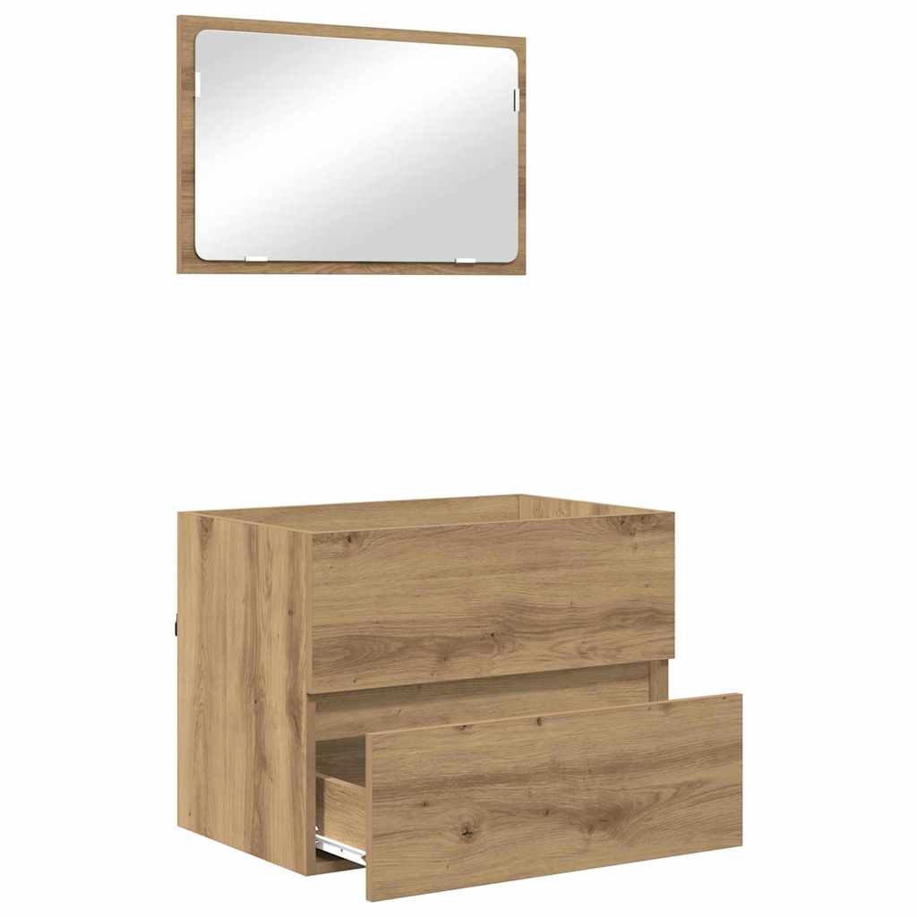 2-tlg. Badmöbel-Set Weiß Holzwerkstoff