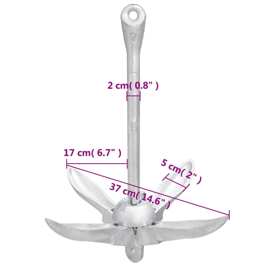Klappanker Silber 0,7 kg Feuerverzinktes Gusseisen