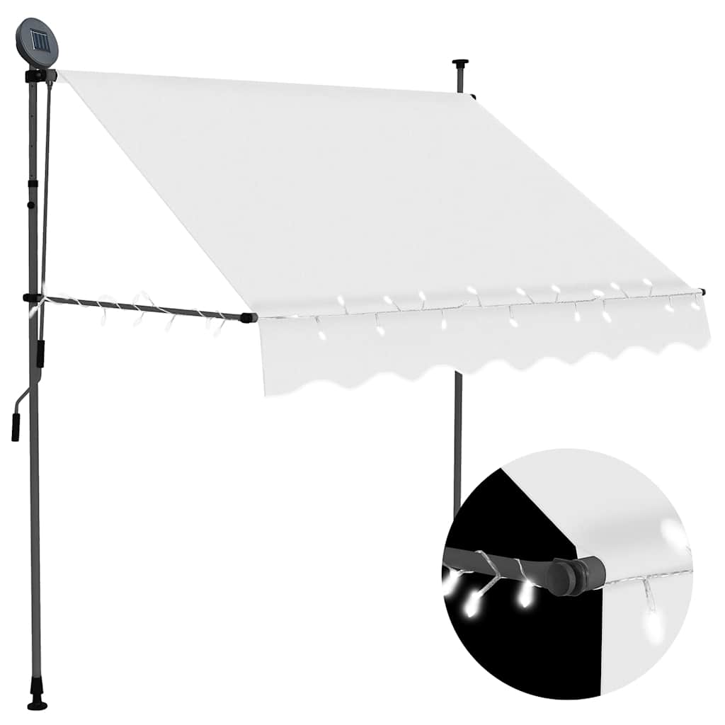 Einziehbare Markise Handbetrieben mit LED 100 cm Blau und Weiß