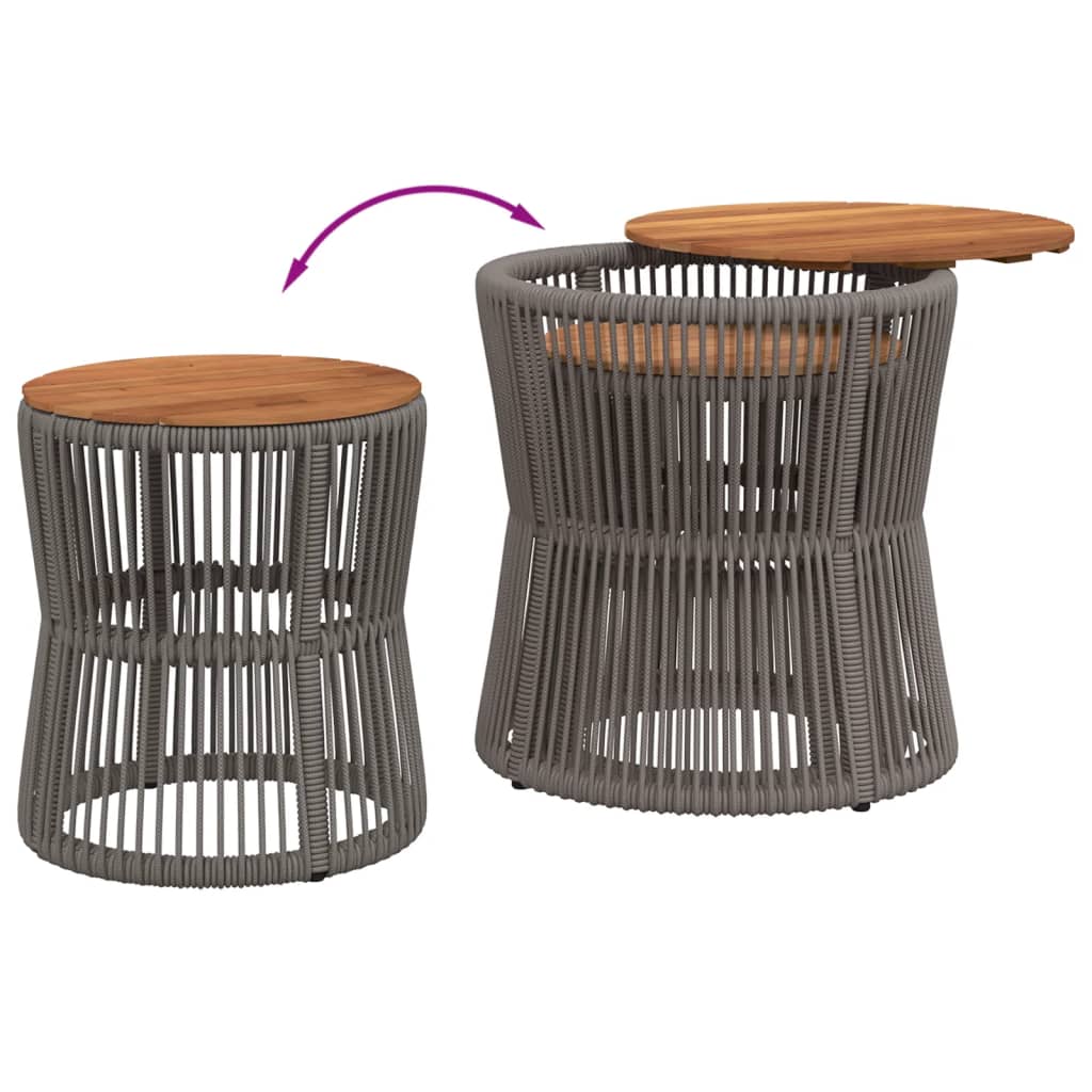Garten-Beistelltische 2 Stk. mit Holzplatte Schwarz Poly Rattan