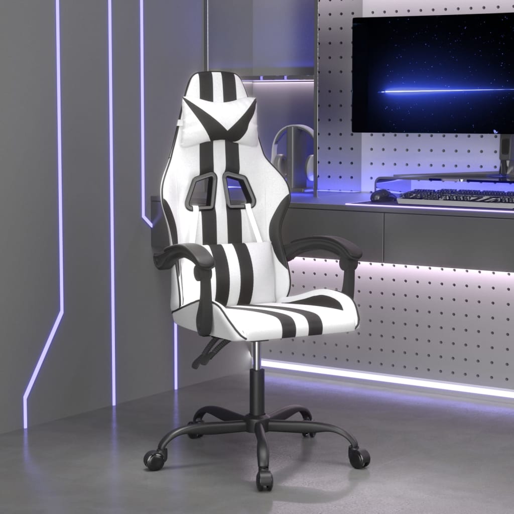 Gaming-Stuhl Drehbar Schwarz und Blau Kunstleder