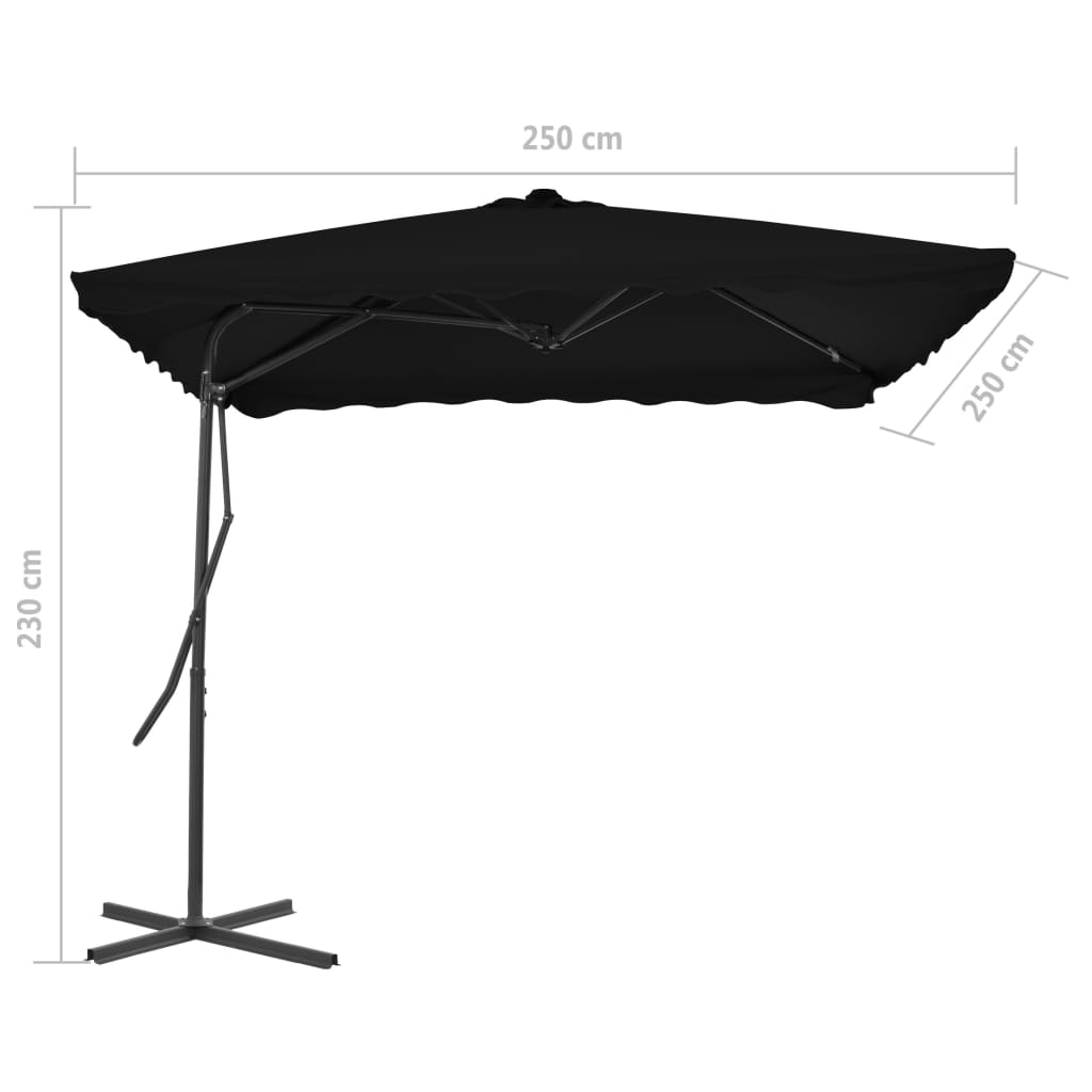 Sonnenschirm mit Stahl-Mast 250x250x230 cm Bordeauxrot