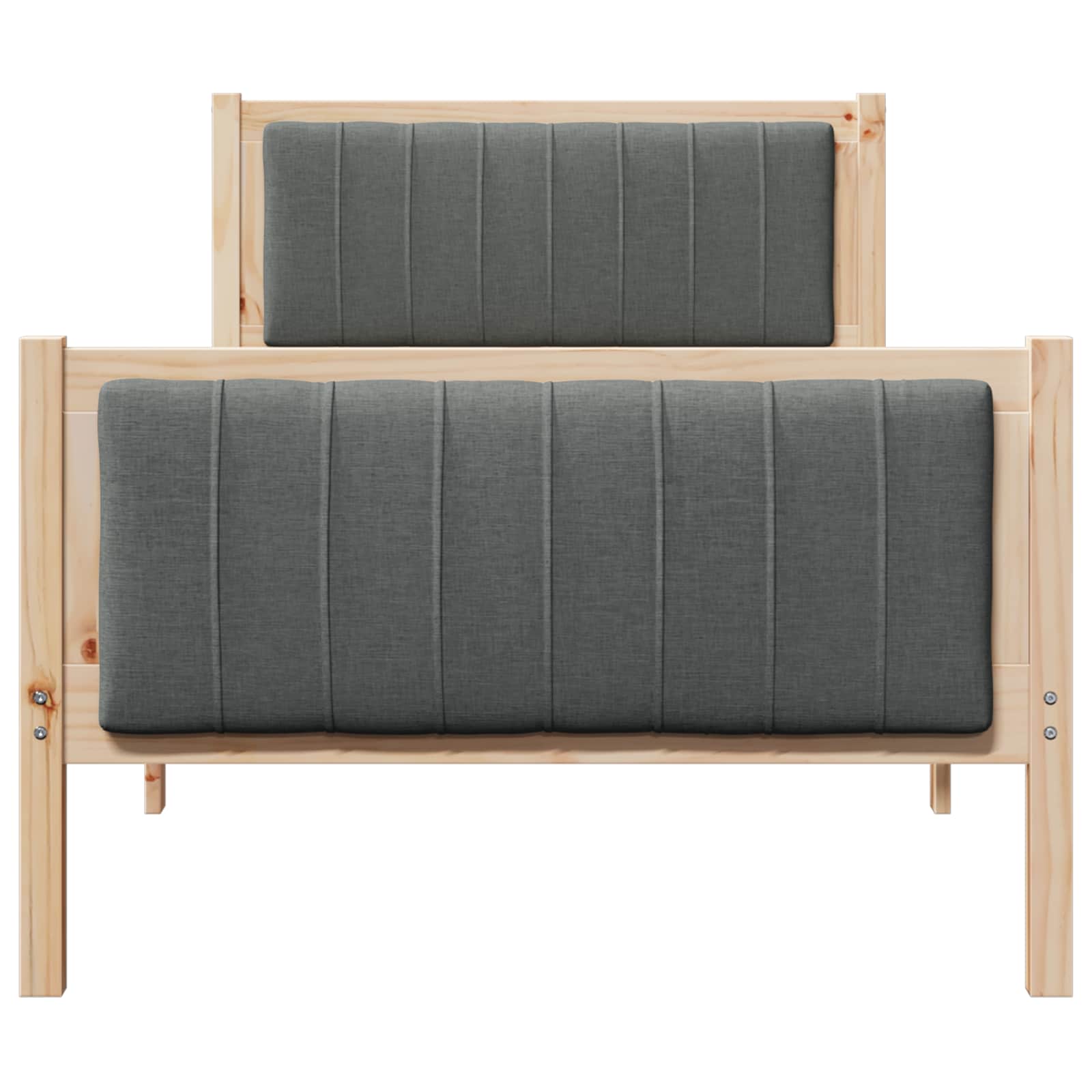 Bettgestell Braun und hellgrau 200 x 200 cm Massivholz Kiefer