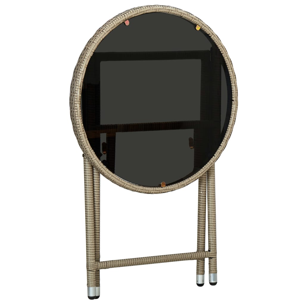 Beistelltisch Braun 60 cm Poly Rattan und Hartglas