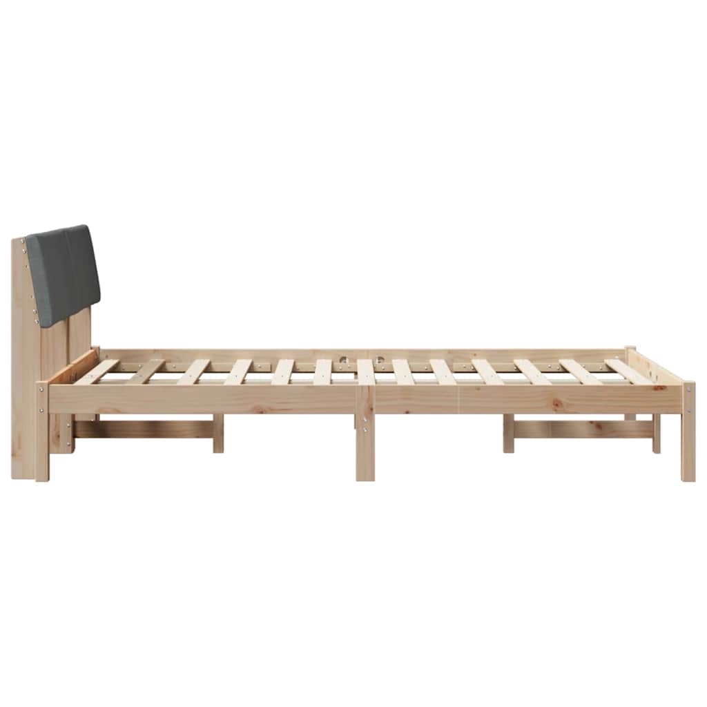 Bettgestell Braun und hellgrau 200 x 200 cm Massivholz Kiefer