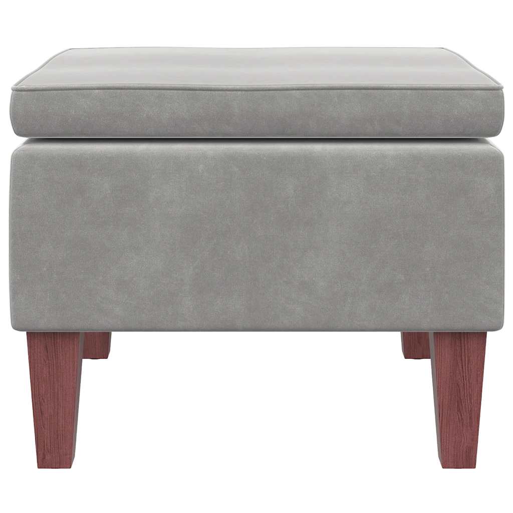 Hocker mit Holzbeinen Dunkelgrau Samt