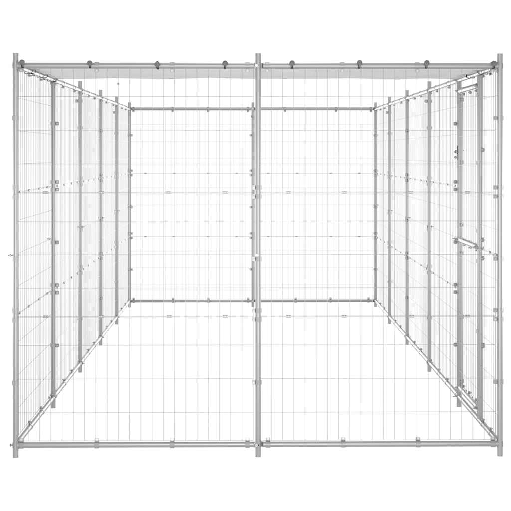 Outdoor-Hundezwinger mit Überdachung Stahl 7,26 m²