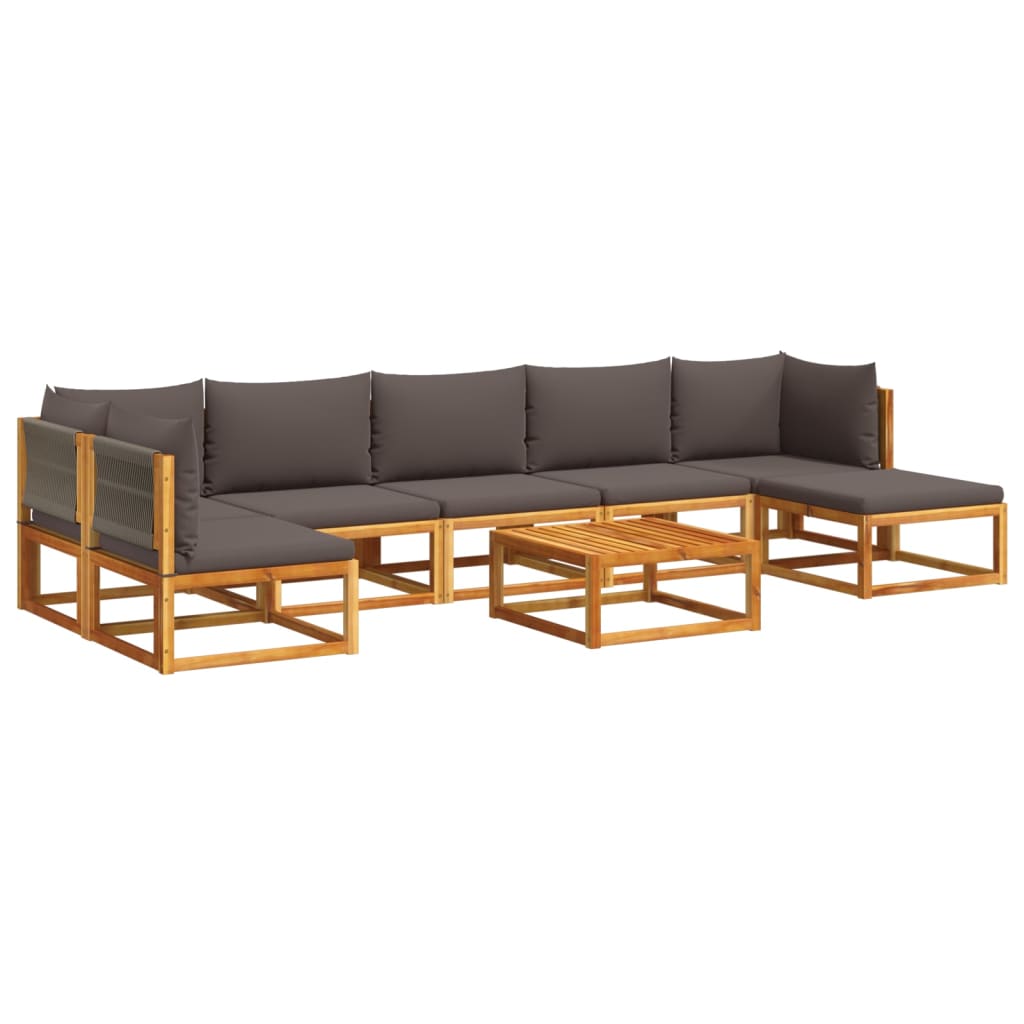 6-tlg. Gartensofa-Set mit Kissen Holz Akazie & Seil