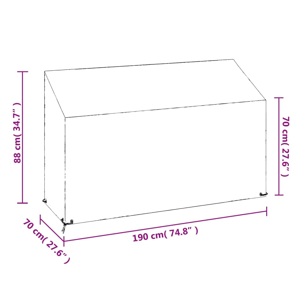 Abdeckungen für Gartenbank 2 Stk. 8 Ösen 130x70x70/88 cm