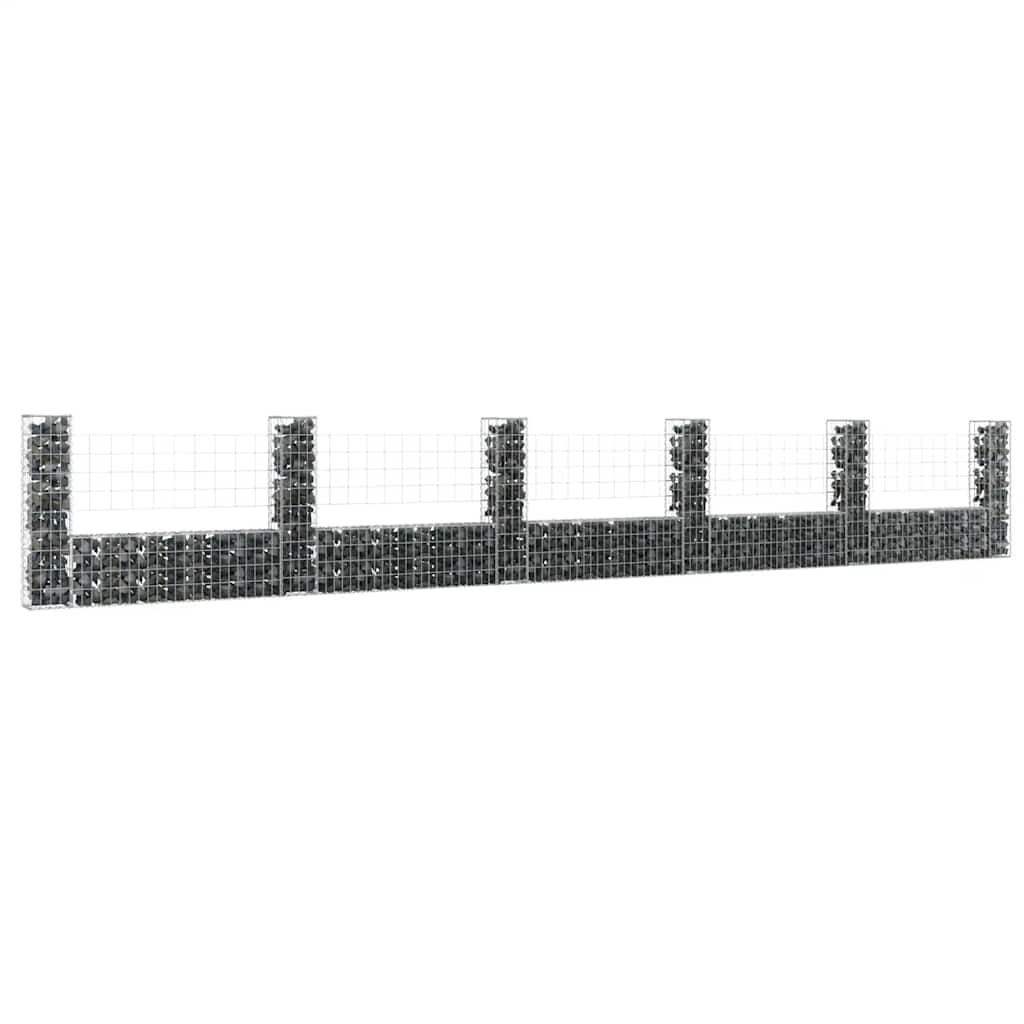 Gabionenkorb U-Form mit 2 Säulen Eisen 140x20x150 cm