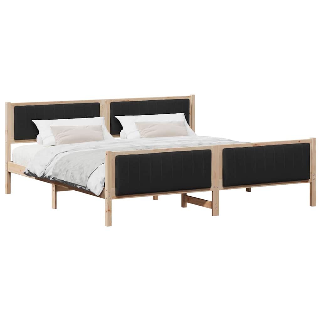 Bettgestell Braun und hellgrau 200 x 200 cm Massivholz Kiefer