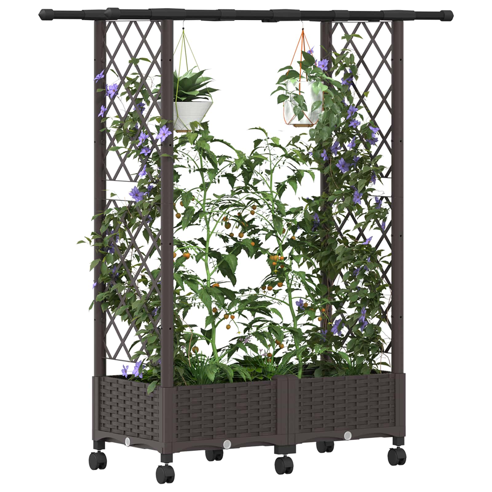 Hochbeet mit Rankgitter und Dach Braun 124 x 40 x 123 cm PP