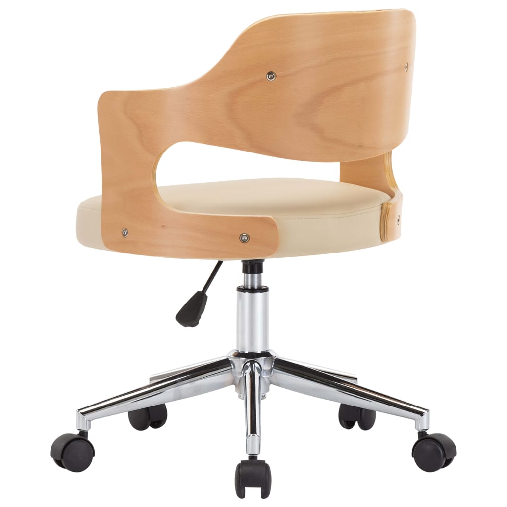Drehbarer Bürostuhl Schwarz Bugholz und Kunstleder