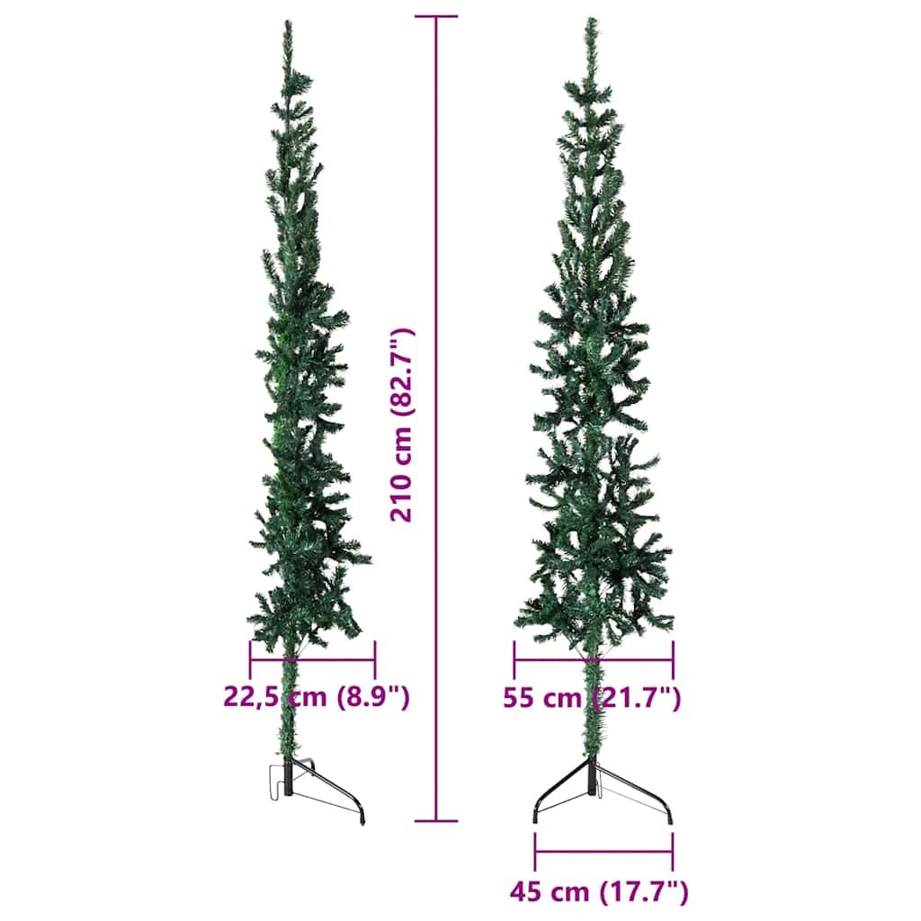 Künstlicher Halb-Weihnachtsbaum mit Ständer Schlank Weiß 180 cm