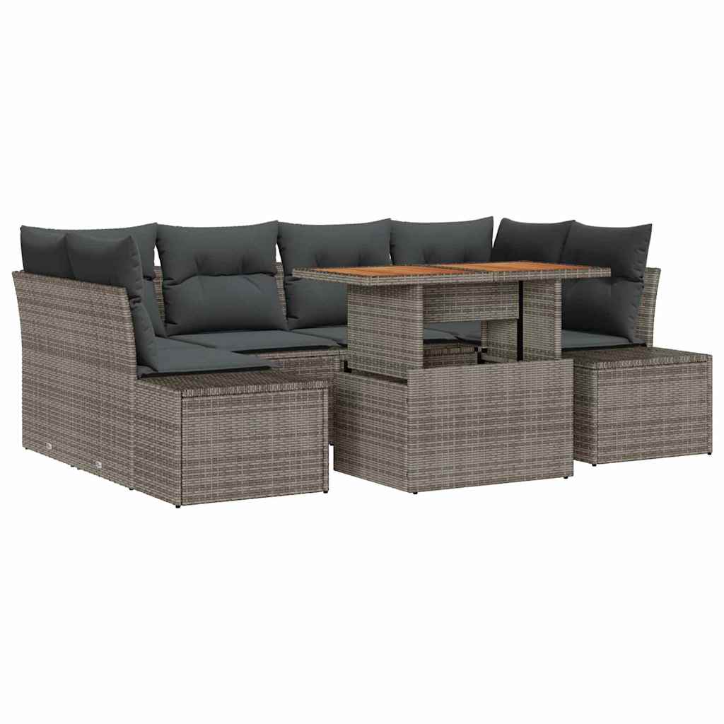 Garten Essgruppe mit Kissen 7 pcs Schwarz und Creme