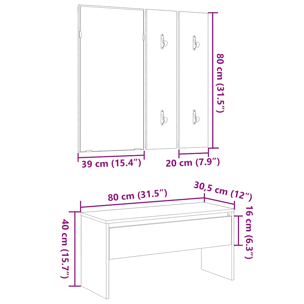 Garderoben-Set Weiß Holzwerkstoff