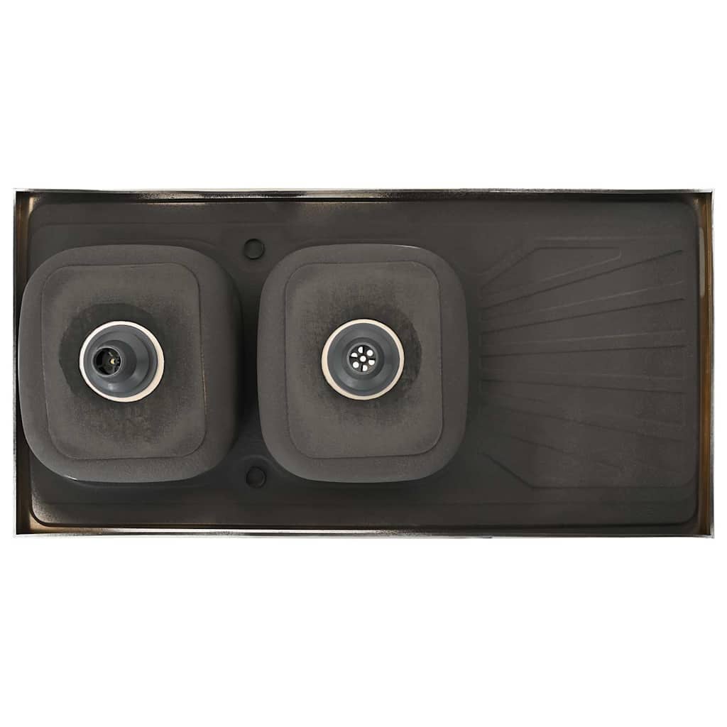 Doppelspüle Silbern 1200x500x155 mm Edelstahl