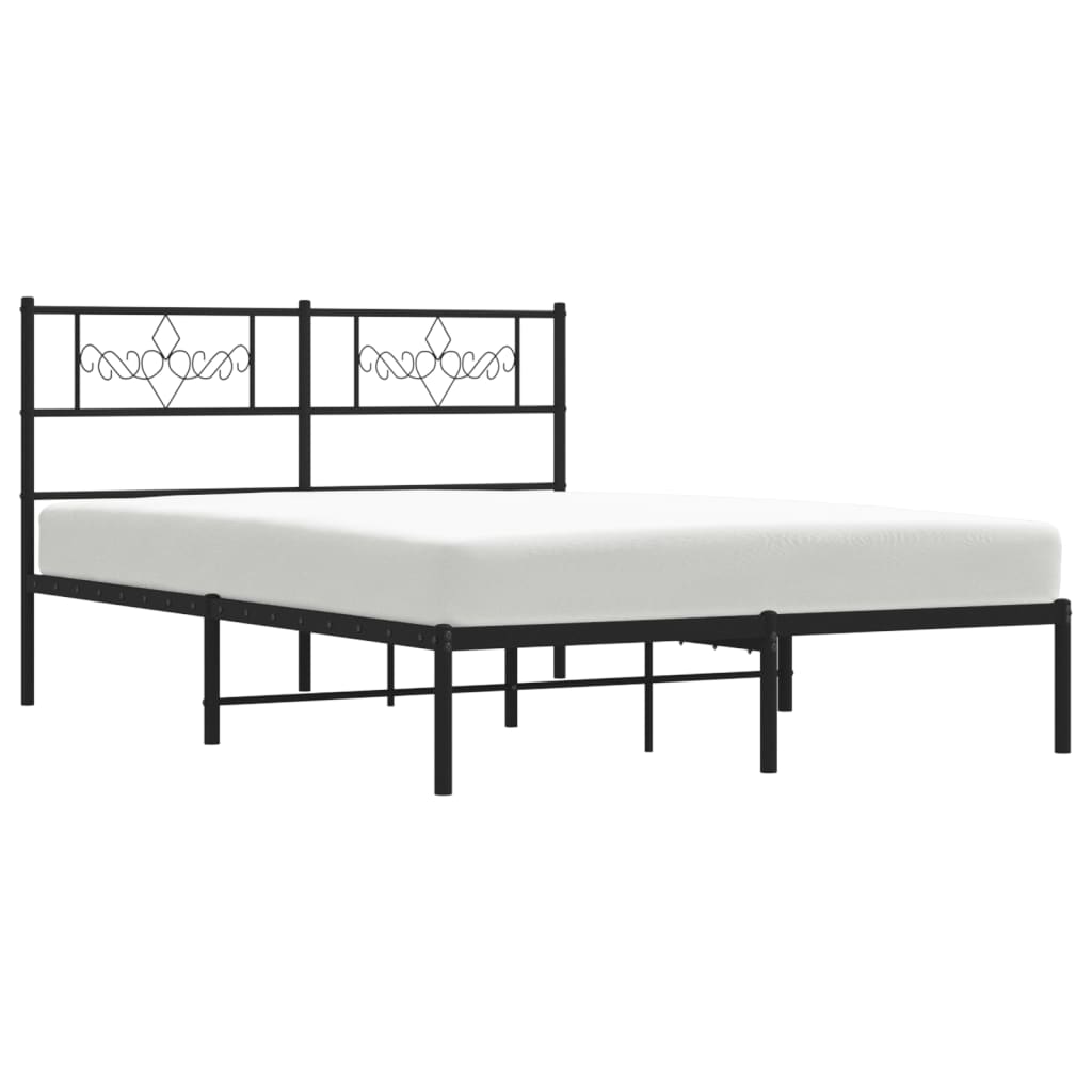 Bettgestell mit Kopfteil Metall Schwarz 100x190 cm
