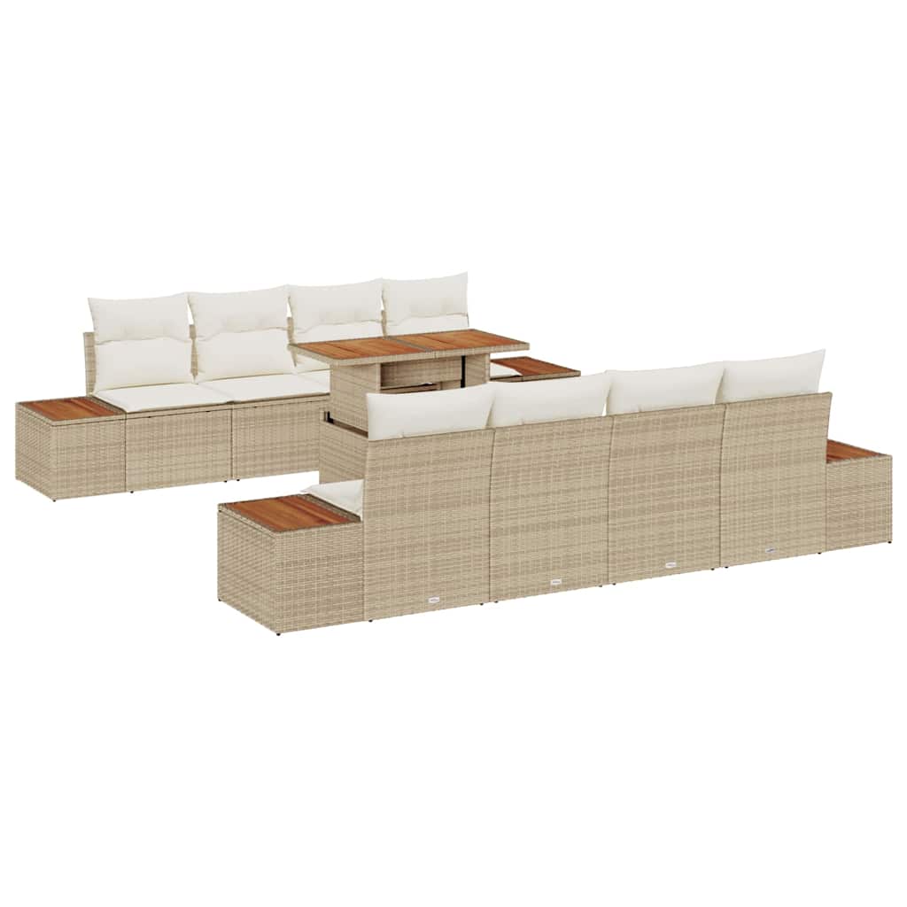 Garten Essgruppe mit Kissen 9 pcs Schwarz und Beige