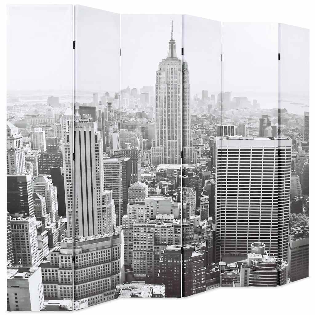 Raumteiler klappbar 120 x 170 cm New York bei Tag Schwarz-Weiß