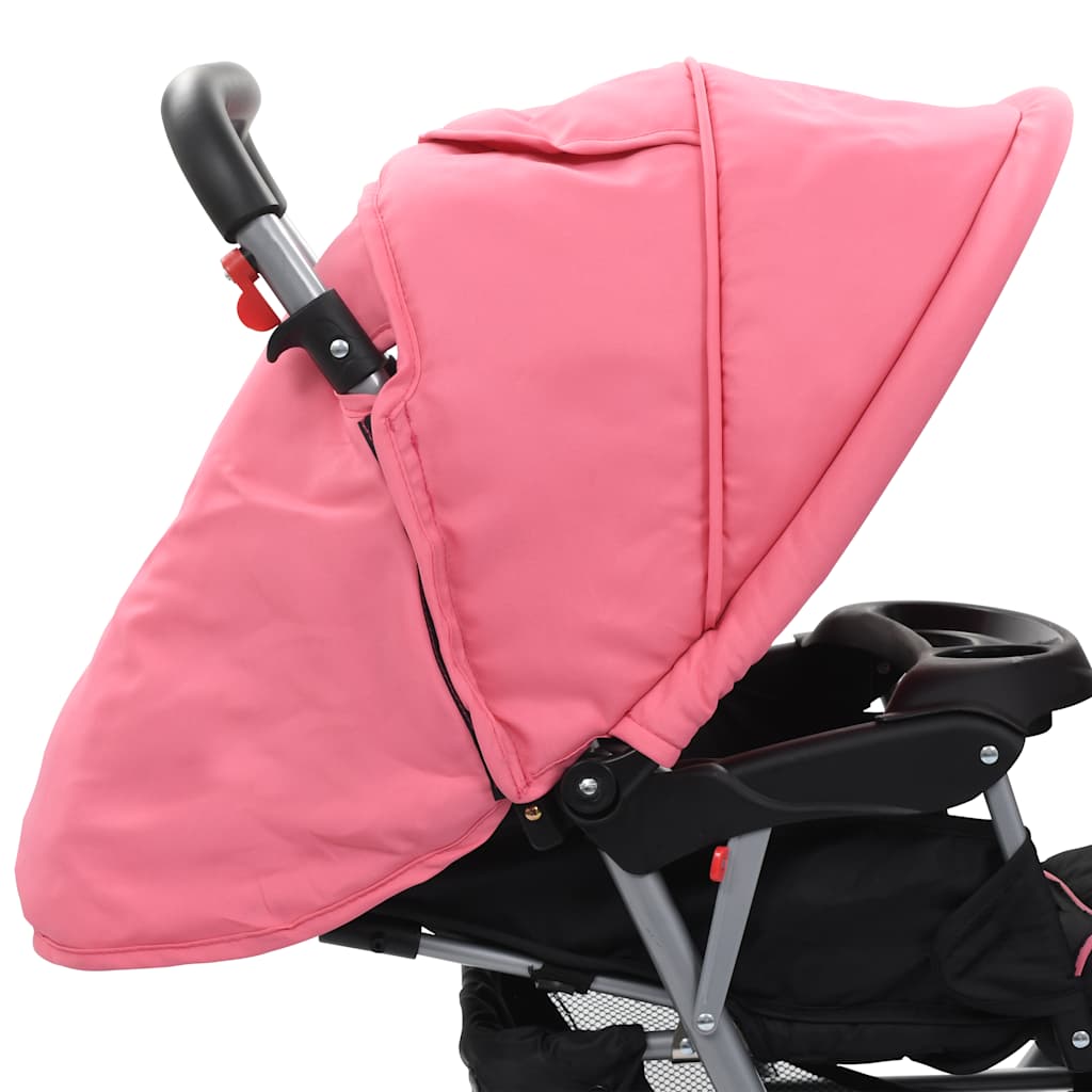 Tandem-Kinderwagen Stahl Rot und Schwarz
