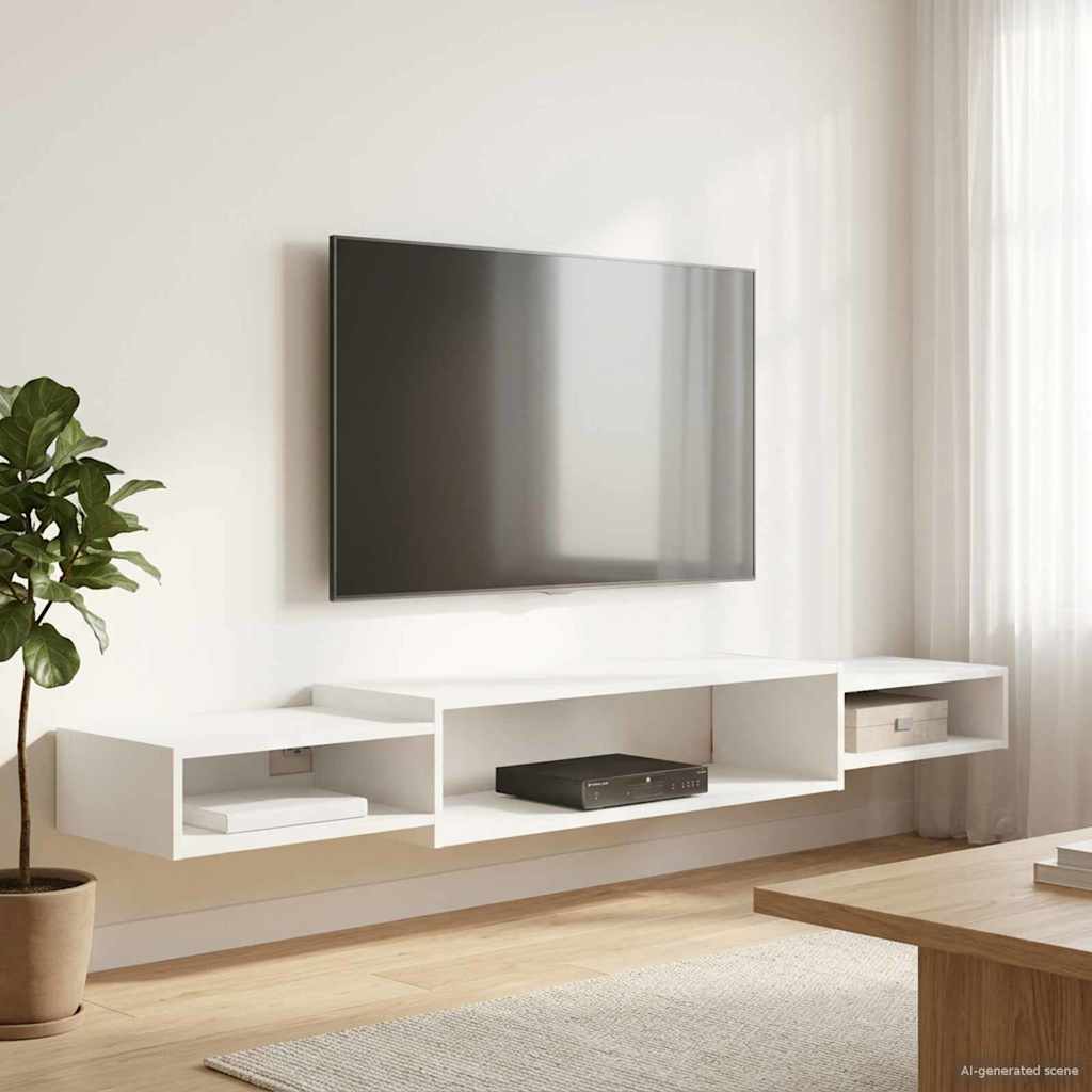 Wandmontierter TV-Schrank Wandhalterung Weiß 140 x 28 x 21 cm