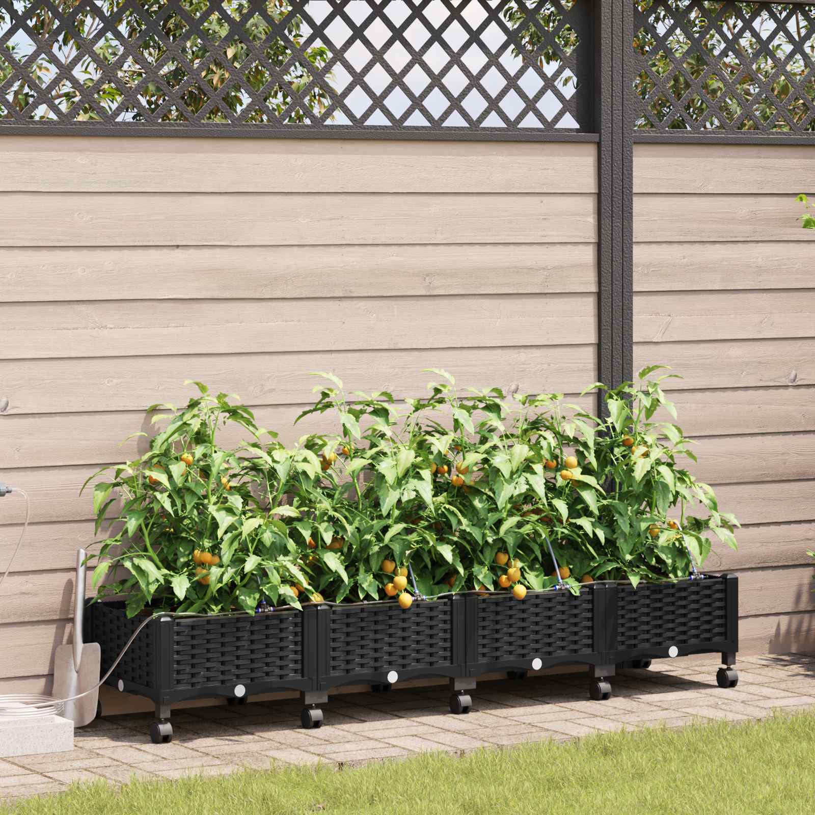Garten-Pflanzgefäß 4 Stk. Braun 160 x 40 x 22 cm PP