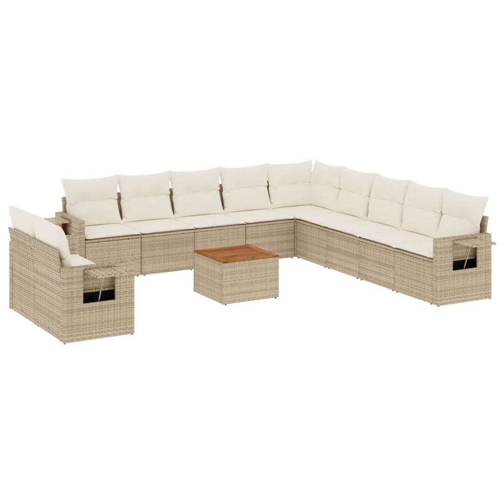 12-tlg. Garten-Sofagarnitur mit Kissen Schwarz Poly Rattan